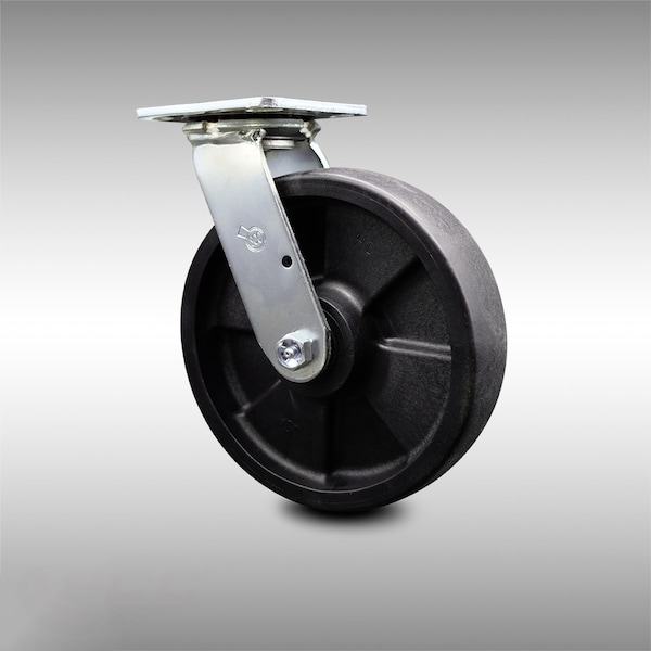 8 Inch Stainless Steel Glass Filled Nylon Wheel Swivel Caster with Ball Bearing
